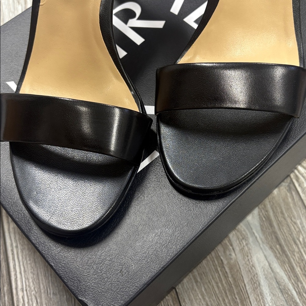 Naturalizer Kinsley Black Leather Elegant Ankle Strap Heels - Picture 6 of 11
